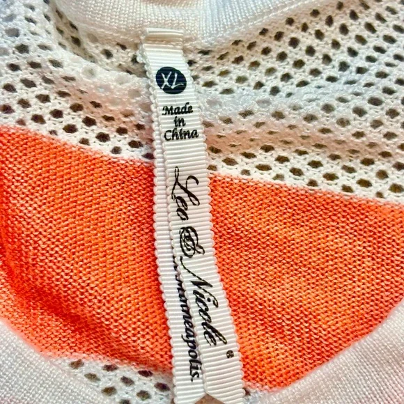 Women's Striped Button Down Shirt - Coral and White - Picture 4 of 5